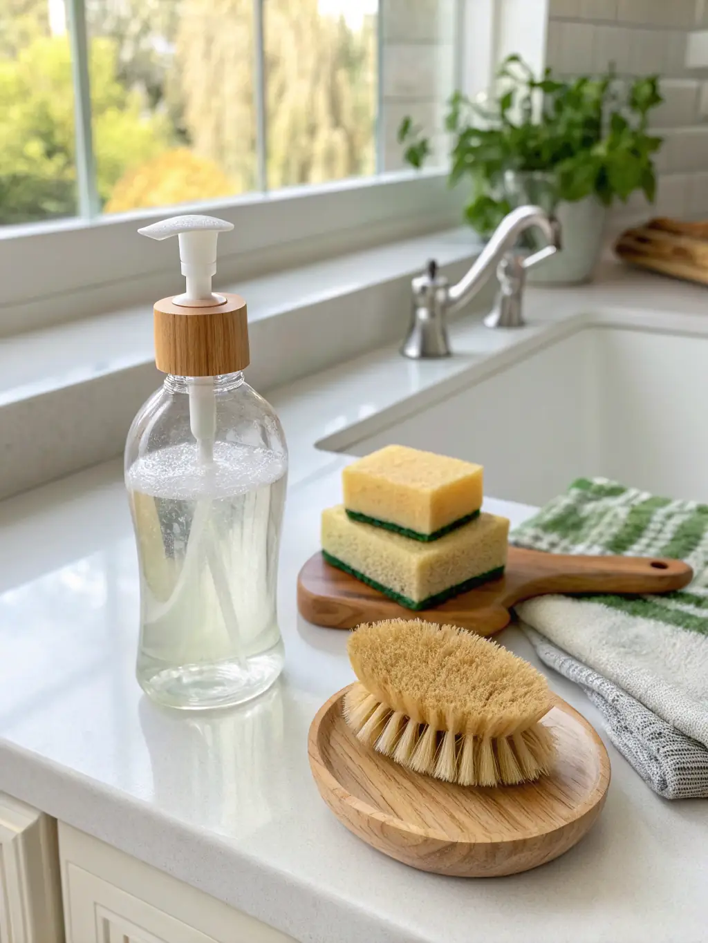 A visually appealing image of various eco-friendly cleaning products used by Selka Cleaning Company, highlighting their commitment to sustainability.